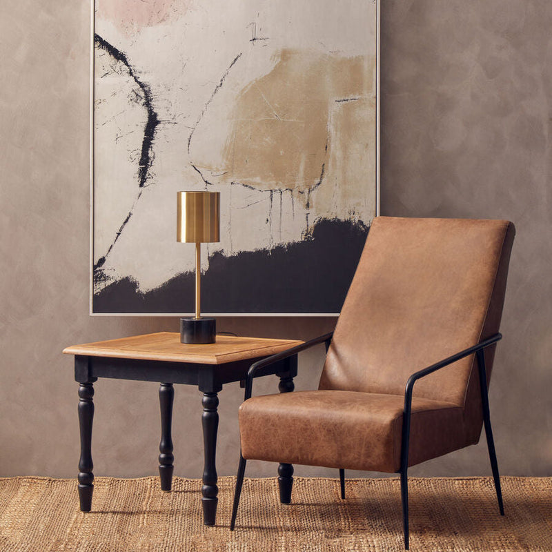 Antique Grey Oak Top Side Table with Black Birchwood Legs | Kensington Townhouse