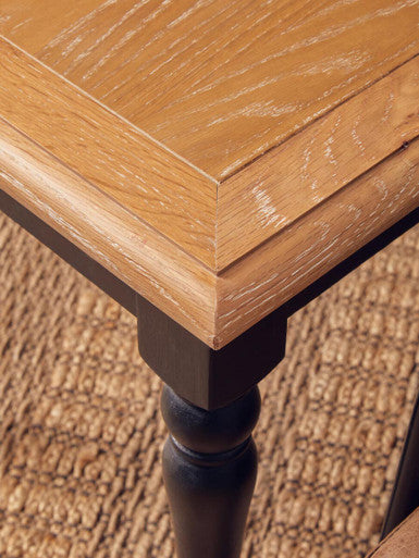 Antique Grey Oak Top Side Table with Black Birchwood Legs | Kensington Townhouse