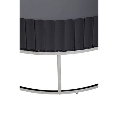 Grey Gloss Finish Wooden Coffee Table with Stainless Steel Base | Genoa