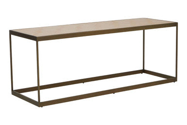 Brown Oak Veneer Top and Brushed Brass Frame Coffee Table | Grenoble