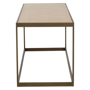 Brown Oak Veneer Top and Brushed Brass Frame Coffee Table | Grenoble