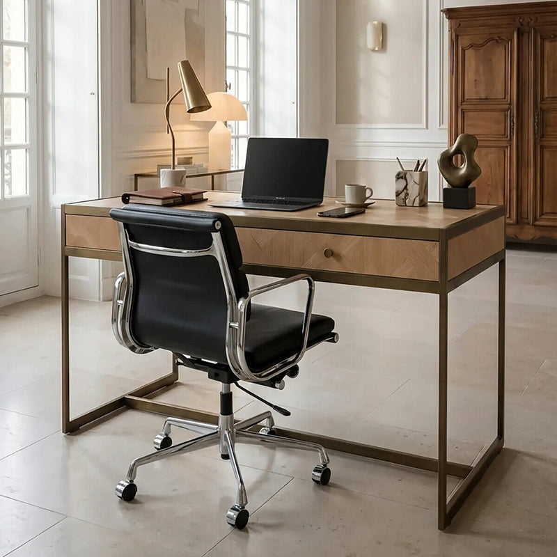 Oak Veneer 2 Drawer Desk | Grenoble