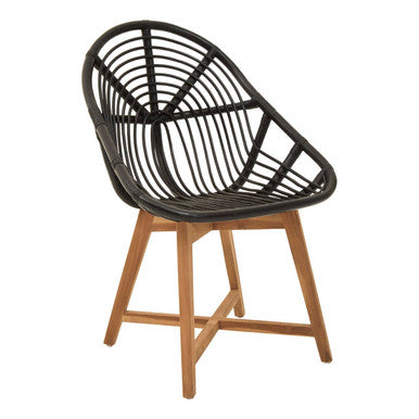Black Natural Rattan and Teak Chair | Manado