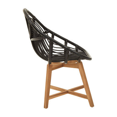 Black Natural Rattan and Teak Chair | Manado