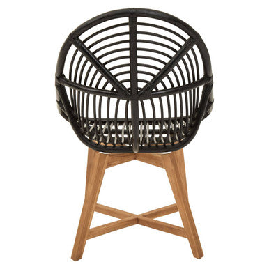 Black Natural Rattan and Teak Chair | Manado