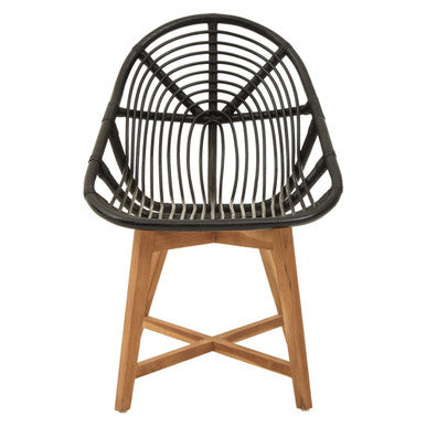 Black Natural Rattan and Teak Chair | Manado