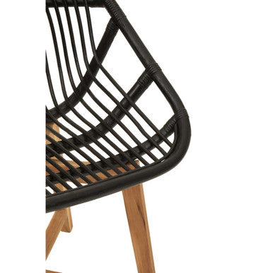 Black Natural Rattan and Teak Chair | Manado
