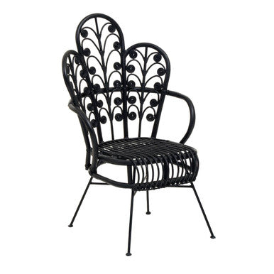 Black Natural Rattan Scalloped Back Chair | Java