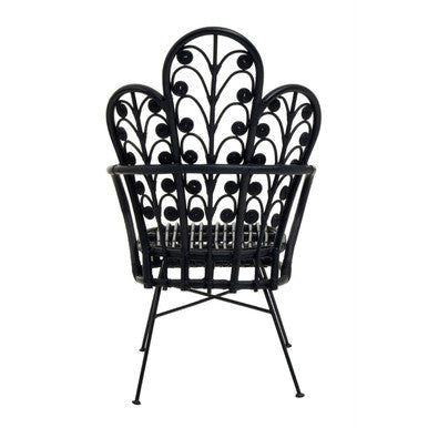 Black Natural Rattan Scalloped Back Chair | Java
