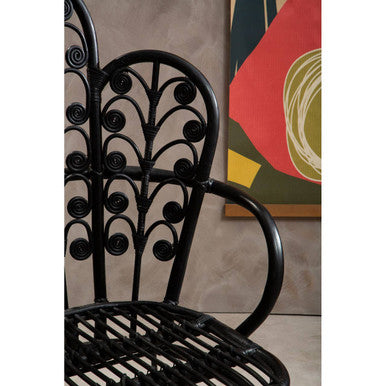 Black Natural Rattan Scalloped Back Chair | Java