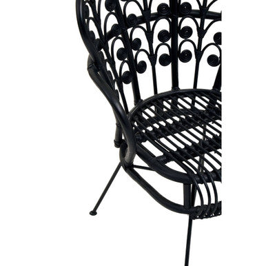 Black Natural Rattan Scalloped Back Chair | Java