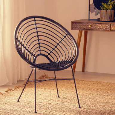 Black Natural Rattan Round Chair | Java