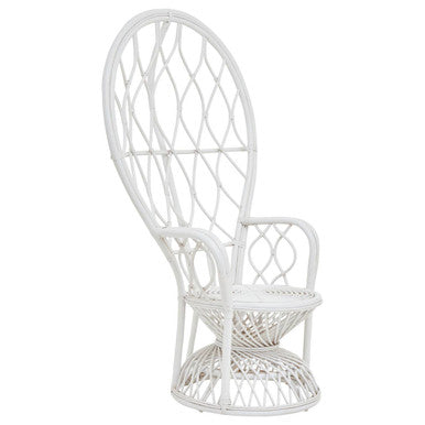 Grey and White Natural Rattan Curved Chair | Java
