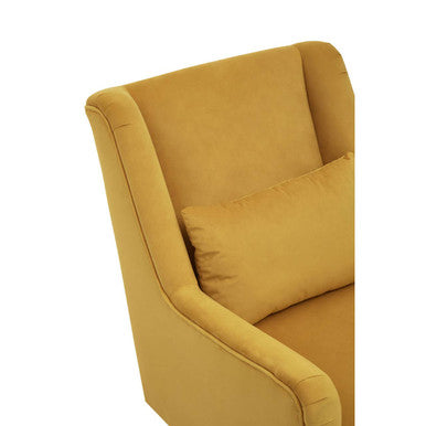 Yellow Velvet Chair with Gold Finish Legs | Doucet