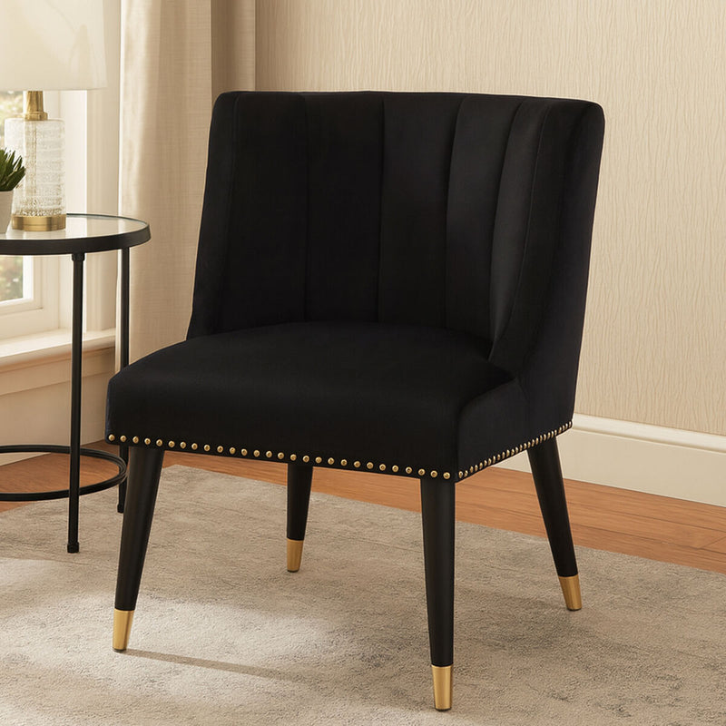 Black Velvet Dining Chair with Black Legs | Doucet