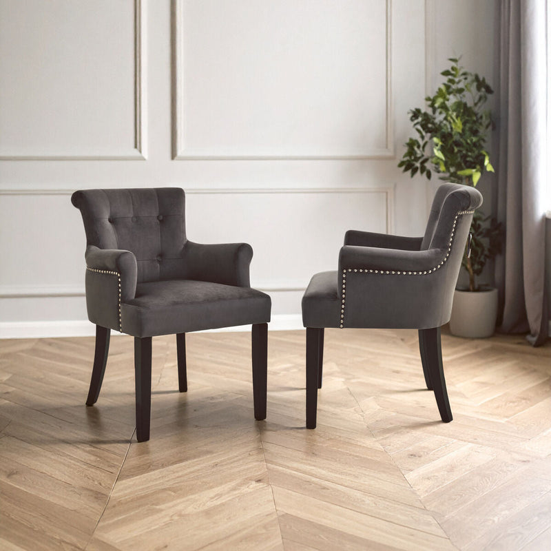 Grey Velvet Dining Chair with Ring Back | Doucet
