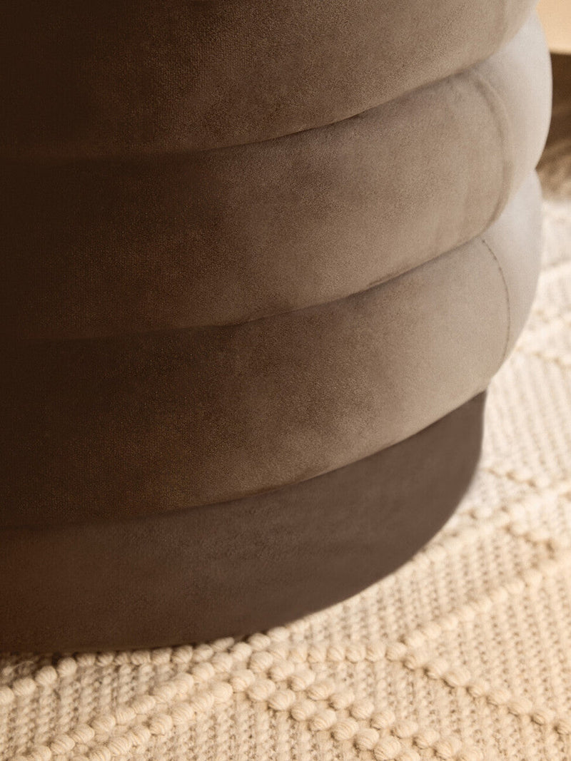 Graphite Velvet Round Footstool | Helen