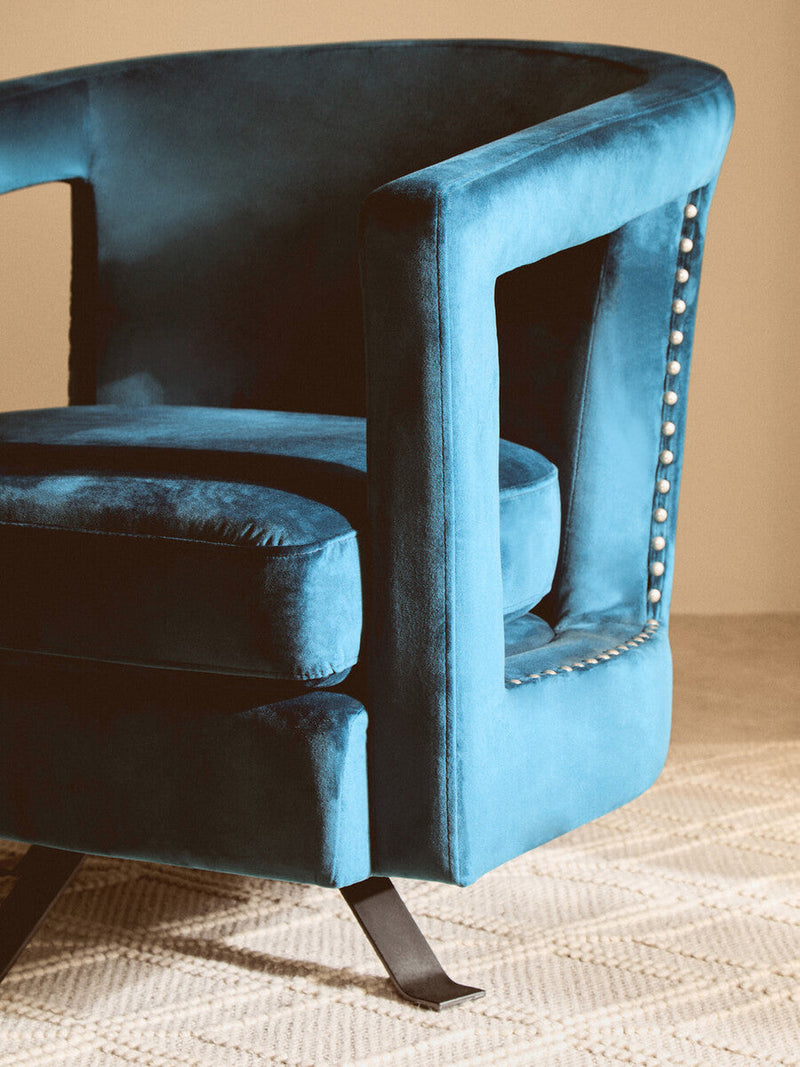 Blue Velvet Swivel Chair | Hestia