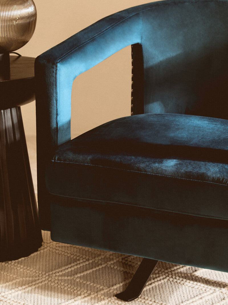 Blue Velvet Swivel Chair | Hestia