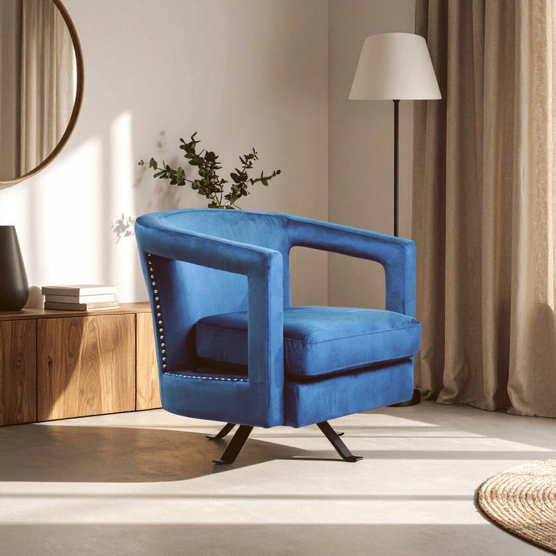 Blue Velvet Swivel Chair | Hestia