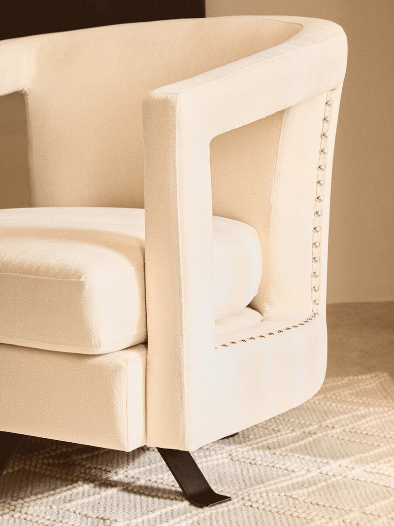 Beige Velvet Swivel Chair | Hestia