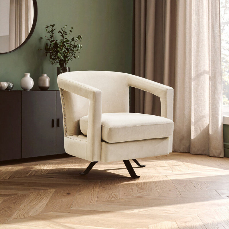 Beige Velvet Swivel Chair | Hestia