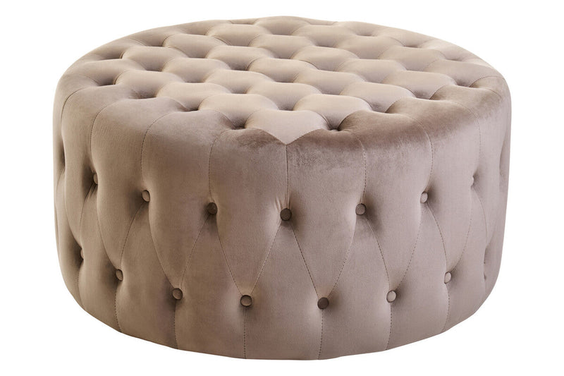 Mink Velvet Round Tufted Footstool | Haley