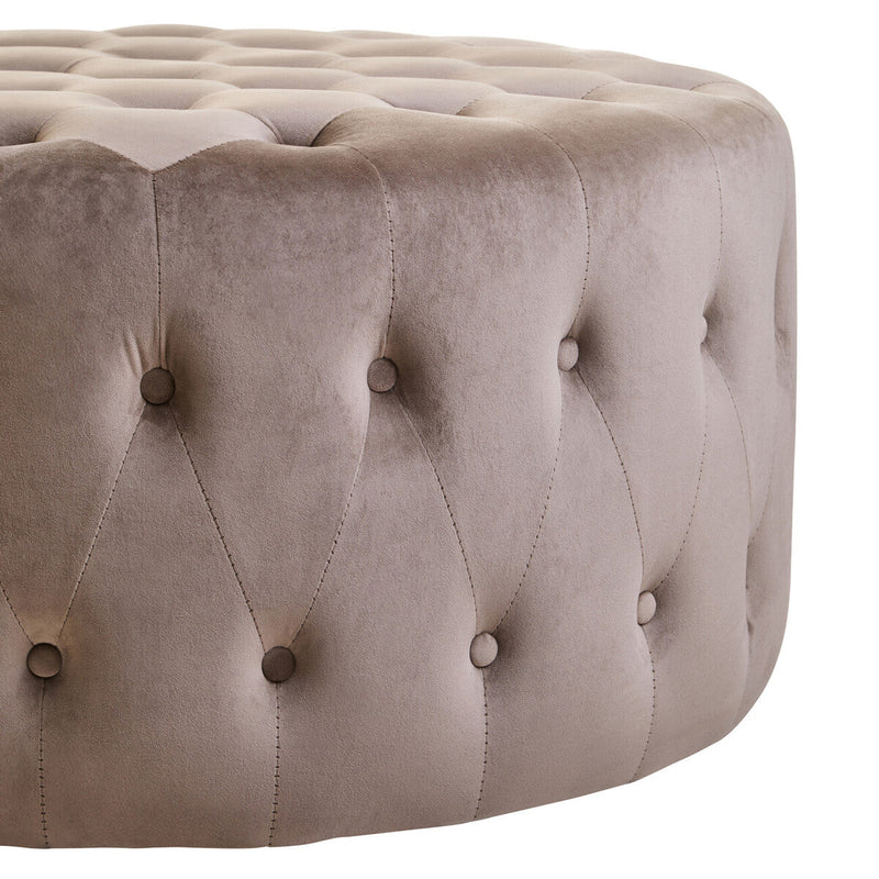 Mink Velvet Round Tufted Footstool | Haley