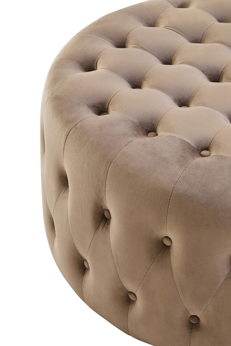 Mink Velvet Round Tufted Footstool | Haley