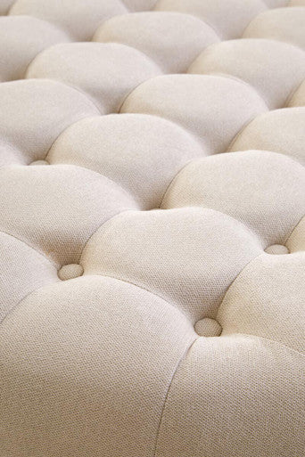Beige Velvet Round Tufted Footstool | Haley