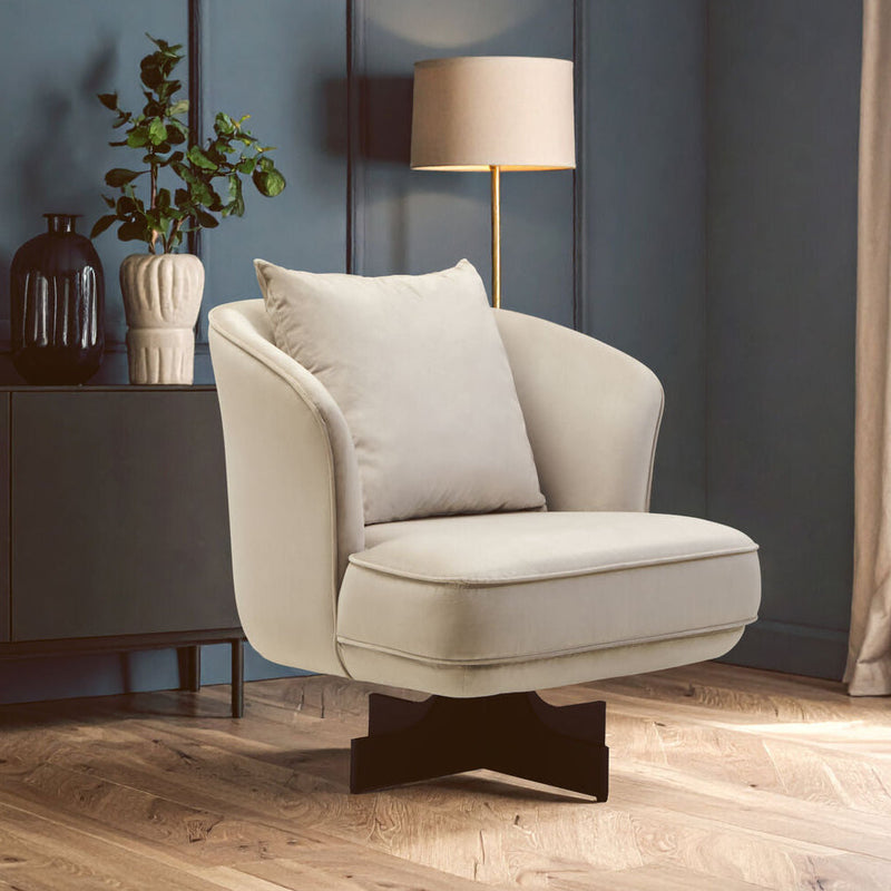 Cream Velvet Swivel Chair | Hale