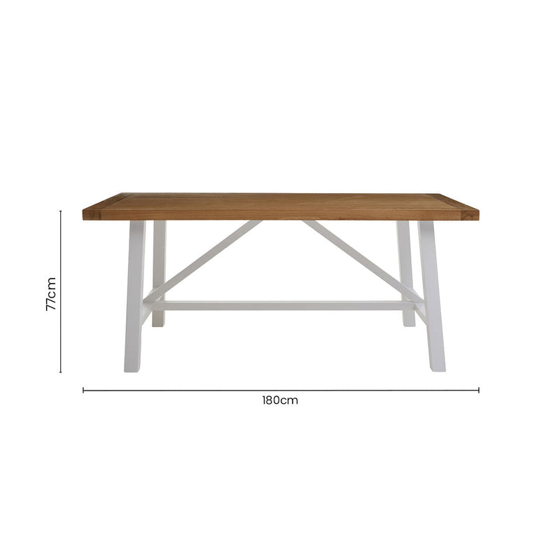 Natural Reclaimed Oak and Birch Wood Rectangular Dining Table with White Painted Base | Parkside