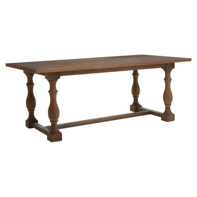 Natural Rectangular Oak Dining Table with Artistically Carved Pedestal Legs | Parkside