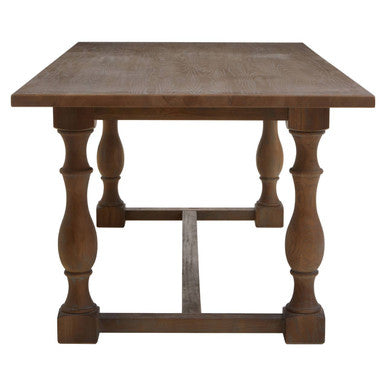 Natural Rectangular Oak Dining Table with Artistically Carved Pedestal Legs | Parkside