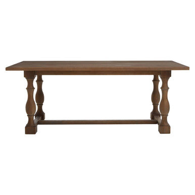 Natural Rectangular Oak Dining Table with Artistically Carved Pedestal Legs | Parkside