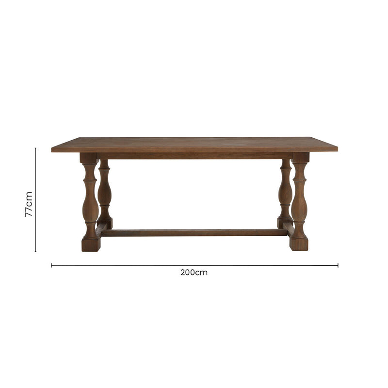 Natural Rectangular Oak Dining Table with Artistically Carved Pedestal Legs | Parkside