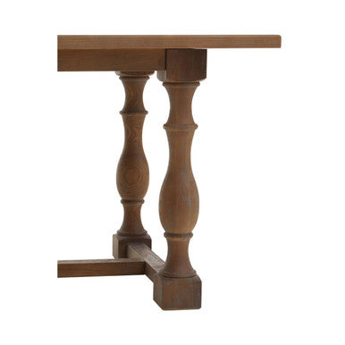 Natural Rectangular Oak Dining Table with Artistically Carved Pedestal Legs | Parkside