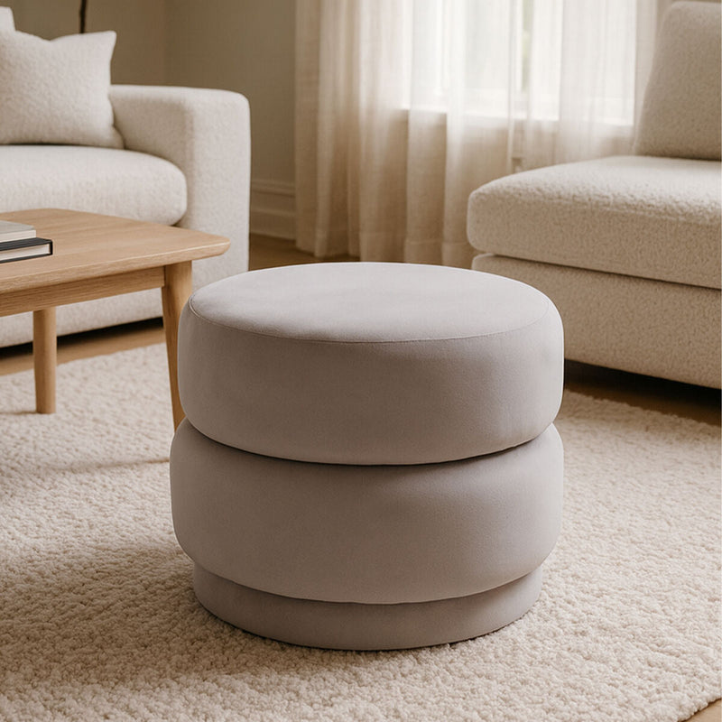 Mink Velvet Oval Pouffe | Hartford