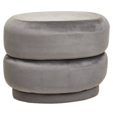 Grey Velvet Oval Pouffe | Hartford