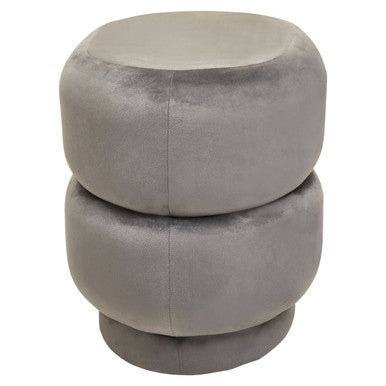 Grey Velvet Oval Pouffe | Hartford