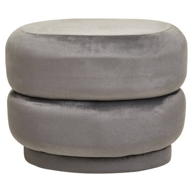 Grey Velvet Oval Pouffe | Hartford