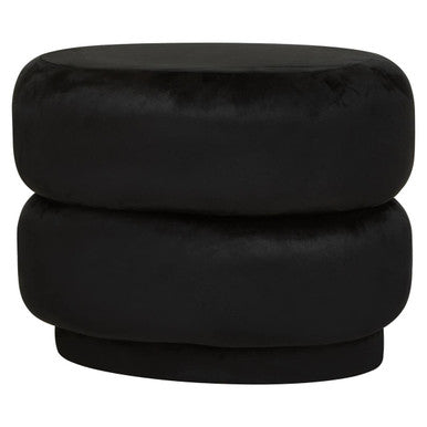 Black Velvet Oval Pouffe | Hartford