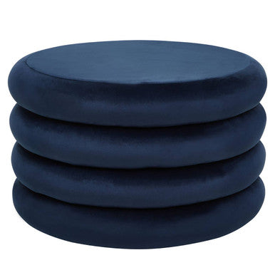 Midnight Navy Velvet Round Pouffe | Hartford