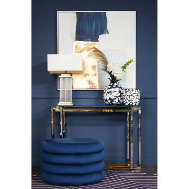 Midnight Navy Velvet Round Pouffe | Hartford