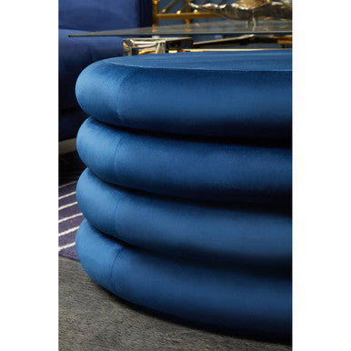 Midnight Navy Velvet Round Pouffe | Hartford