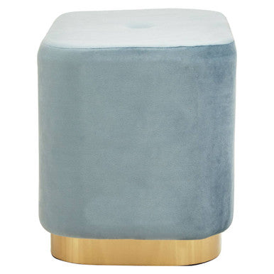 Blue Velvet and Matte Gold Rectangular Pouffe | Hartford