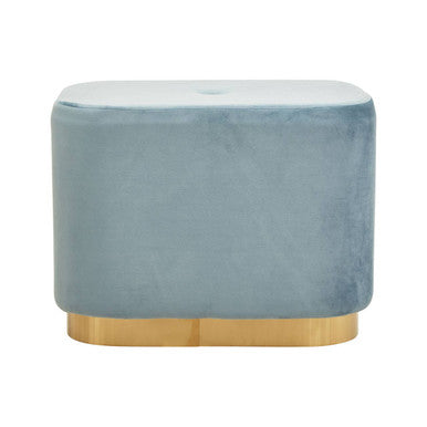 Blue Velvet and Matte Gold Rectangular Pouffe | Hartford