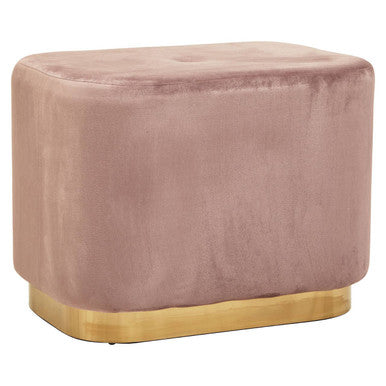 Dusty Pink Velvet and Matte Gold Rectangular Pouffe | Hartford