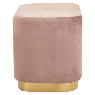 Dusty Pink Velvet and Matte Gold Rectangular Pouffe | Hartford