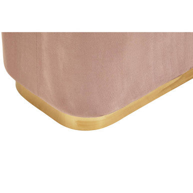 Dusty Pink Velvet and Matte Gold Rectangular Pouffe | Hartford